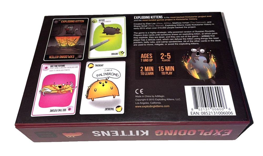 Exploding Kittens Card Game Complete Box with Instructions Does not make Noise *