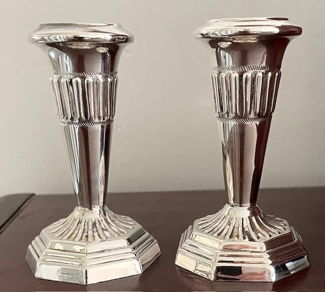 Sterling Silver Candle Sticks 3 1/2” Tall