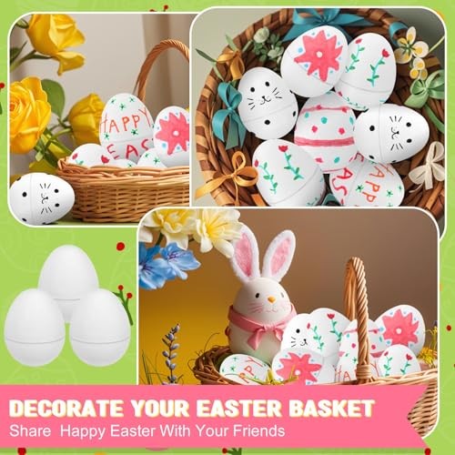 12 Pcs Paintable Easter Eggs, DIY Mache Paper Easter Eggs, Painting White