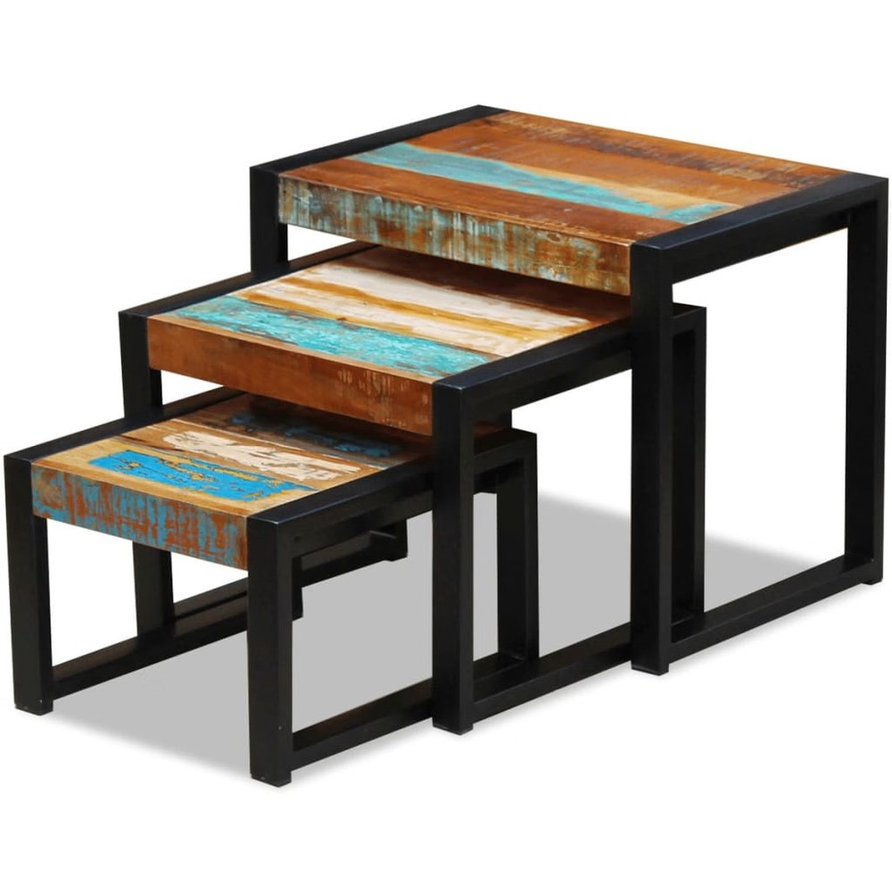 Side Table Set of 3 Varies Solid reclaimed wood Small to medium