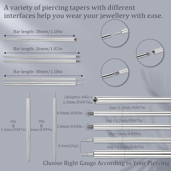 Safe and Easy Piercing Kit with Threadless Tools for Ear, Nose, Lip, Eyebrow