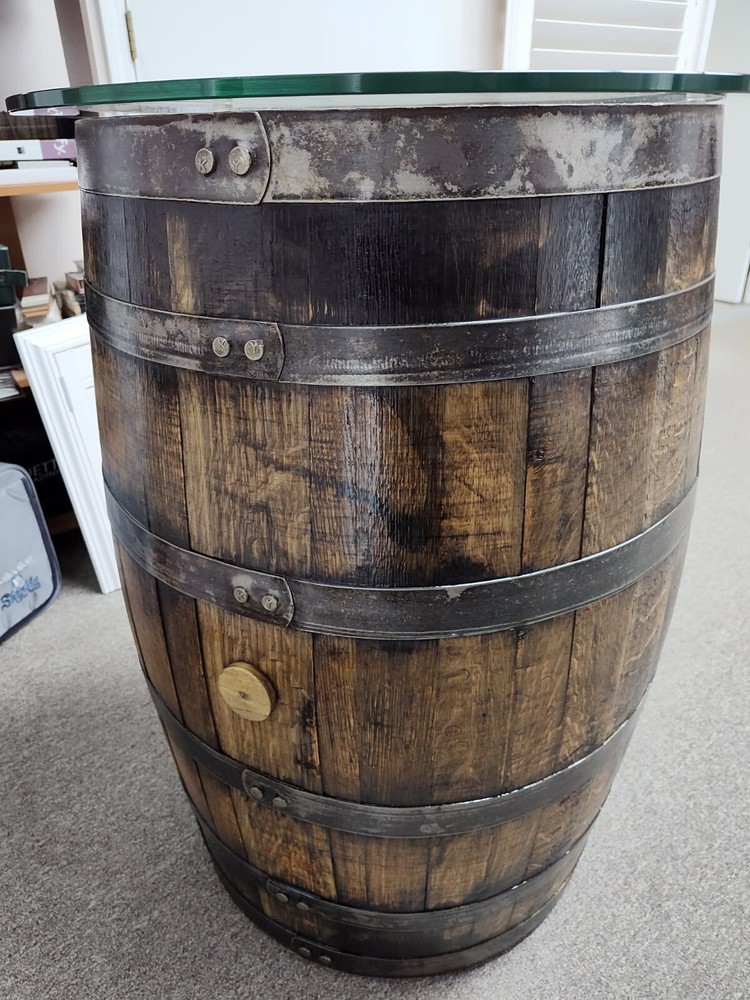 Oak Whiskey Barrel Bar Table