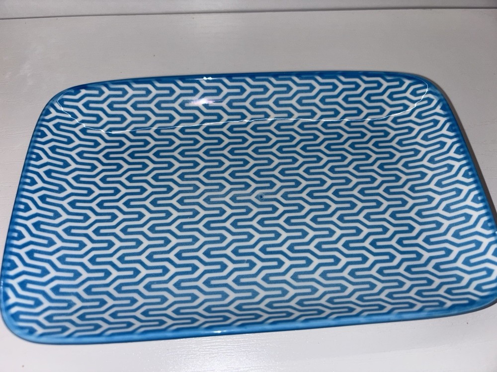 Selamica Ceramic Rectangular Plates Set, Multicolor Geometric, Dishwashe…