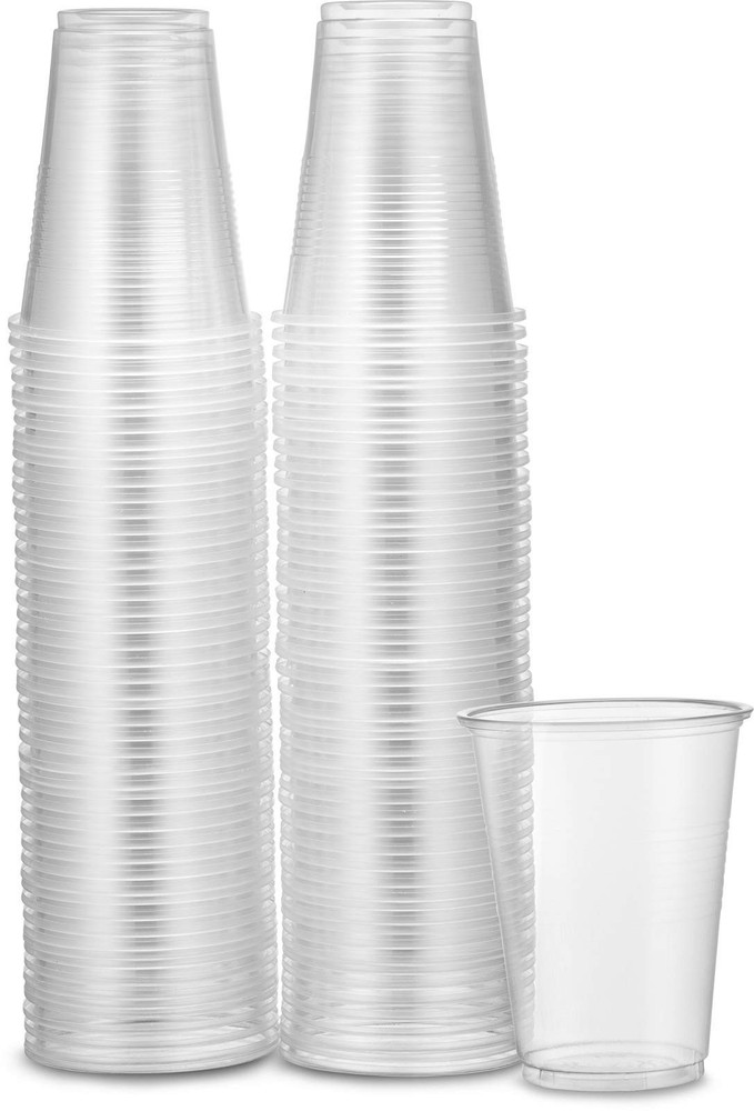 7oz Clear Plastic Cups 100 Pack Disposable Drinkware Medium Weight