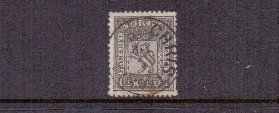 NORWAY 1868 1sk BLACK FINE USED