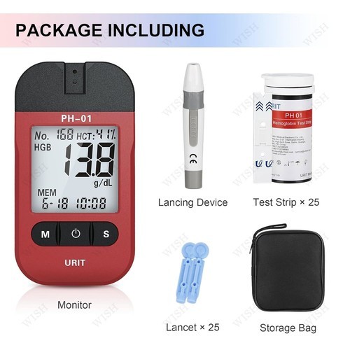 URIT Hemoglobin Analyzer Fast HB Testing Kit with 25 Test Strips