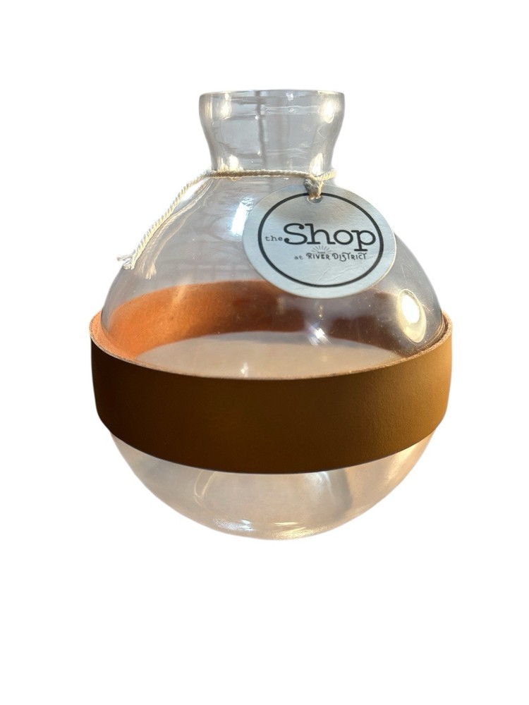 Natural Clear Vase with Leather Accent Strap