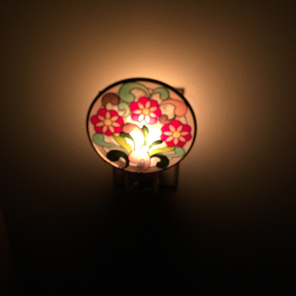 Jim Shore Three Daisies Socket Nightlight Hand Painted Glass Enesco