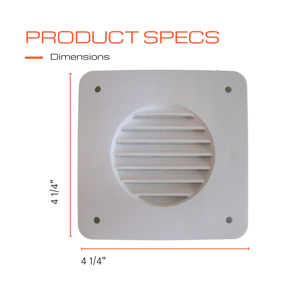 Square WHITE Battery Box Vent for RV's Motorhome Camper