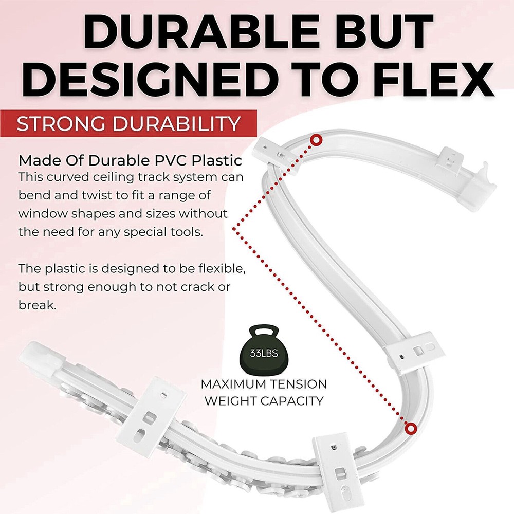 Ceiling Curtain Track Window Rod Pole Rail System Flexible Rail Track Mount US