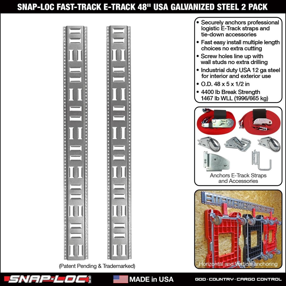 Fast-Track E-Track 48 Inch 2-Pack USA Galvanized Steel Horizontal Vertical