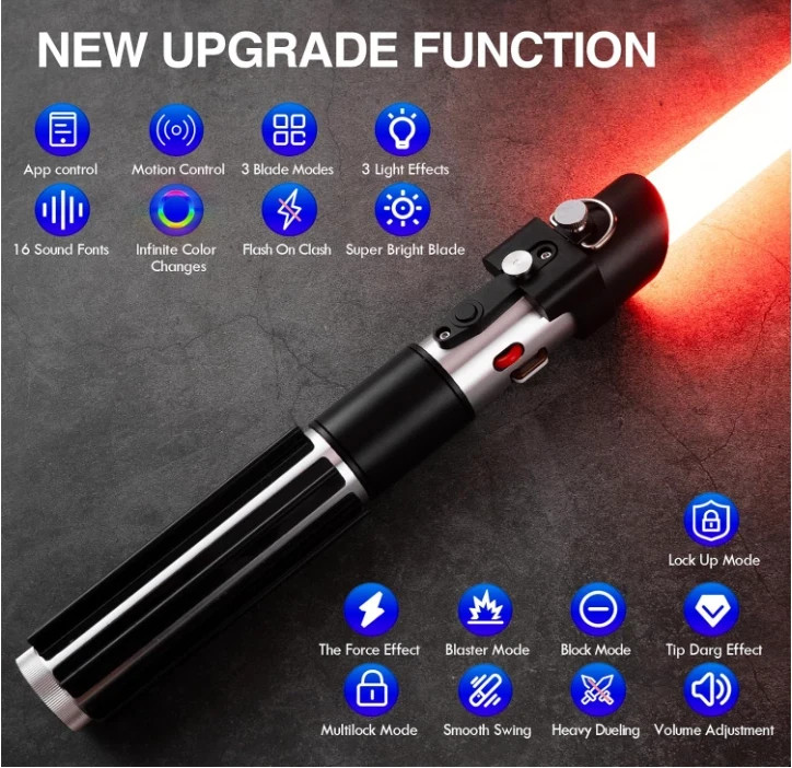Darth Vader Lightsaber, App Controlled, XenoPixel Smooth Swing, Bluetooth, Metal