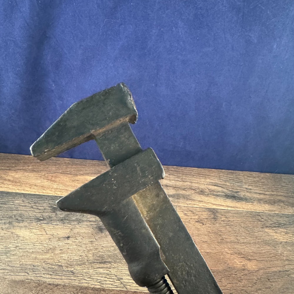 Antique 12" Long Monkey Pipe Wrench Wooden Handle