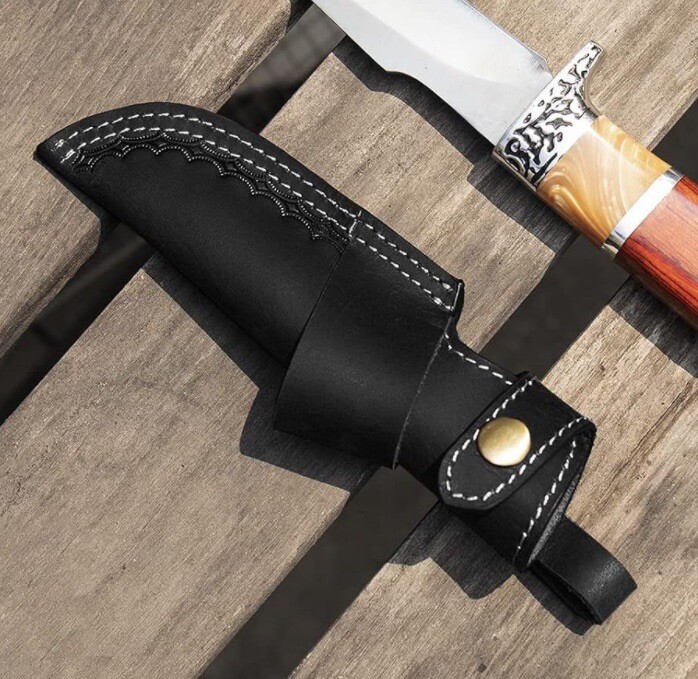 Handmade Leather Hunt Knives Sheath Fixed Blade Horizontal-Vertical Belt Holder
