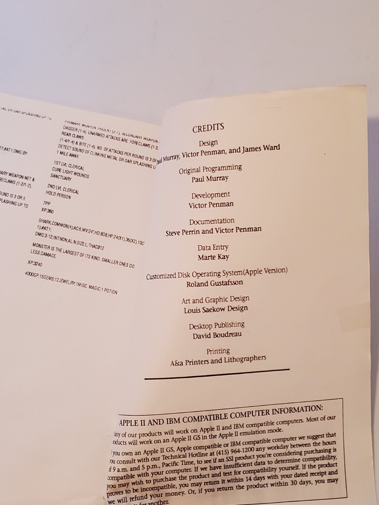 1988 Dungeons & Dragons Masters Assistant Encounters Strategy Guide Black White