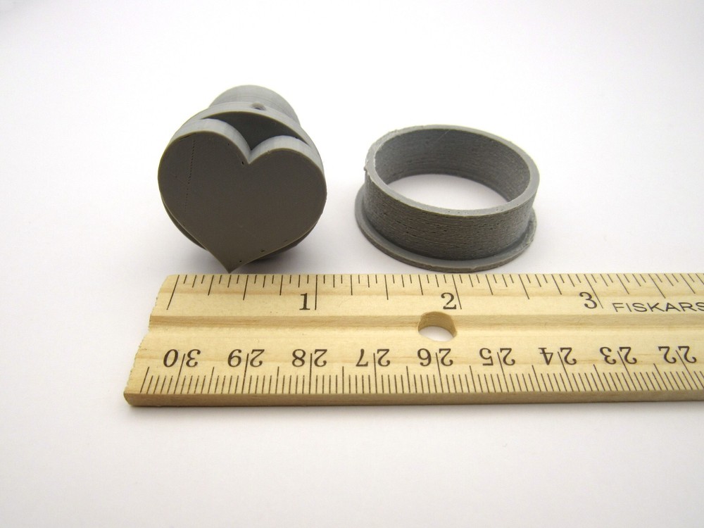 Solid Heart clay stamp - round pendant stamp with cutter