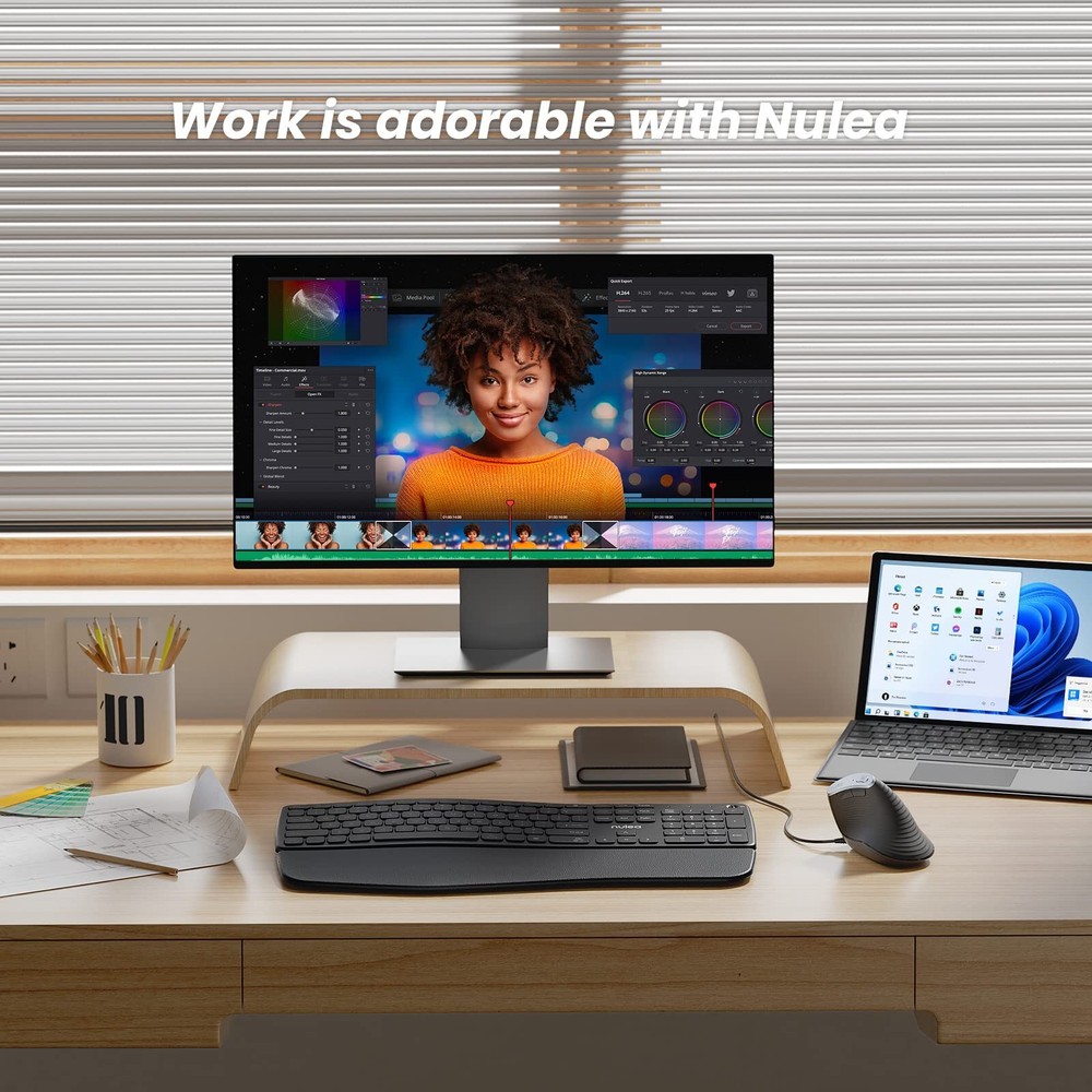 Nulea M504 Wired Vertical Mouse USB Ergonomic Optical Mouse with 4 Adjustabl