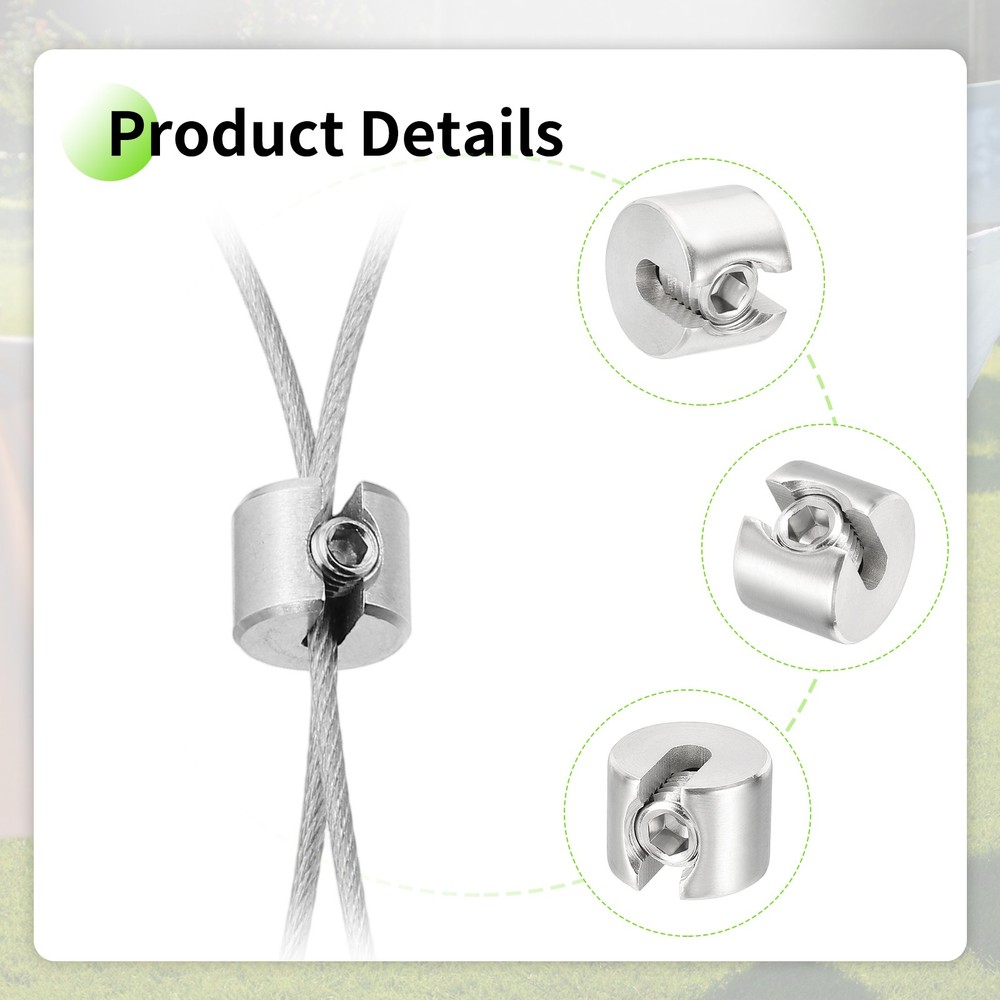 4 Pcs Wire Rope Fixing Clips, 5mm Single Hole Lock Cable Clamp Clip, Silver