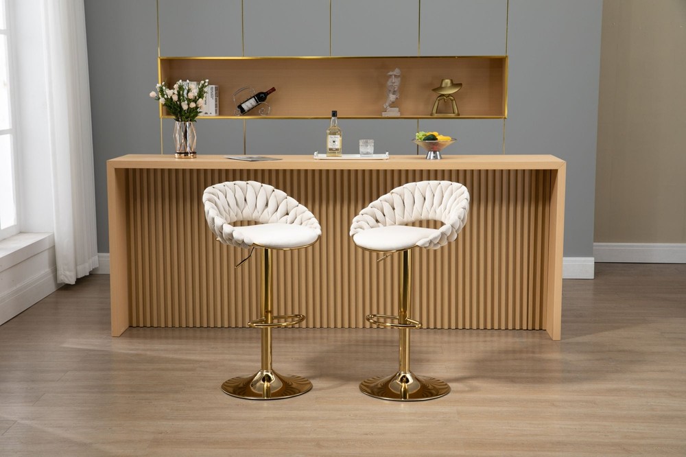 2PC COOLMORE Swivel Bar Stools: Adjustable, Footrest, Kitchen & Dining