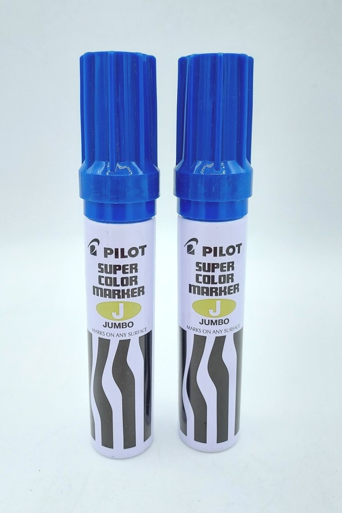 *2-Pack* Pilot 43200 Super Color Blue Permanent Marker, Jumbo Chisel, Refillable