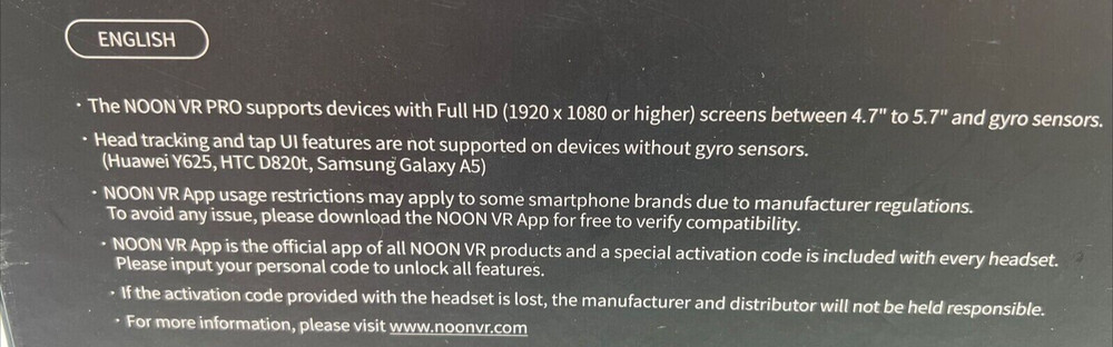 Noon Pro VR Headset - VR Glasses Goggles for Smartphone - Includes Case