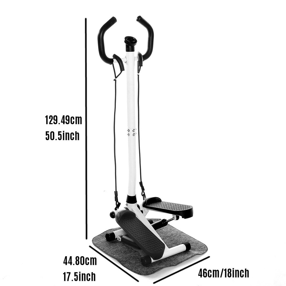 Stair Stepper Exercise Machine w/ Handlebars, Resistance Bands, LCD, 220 LBS
