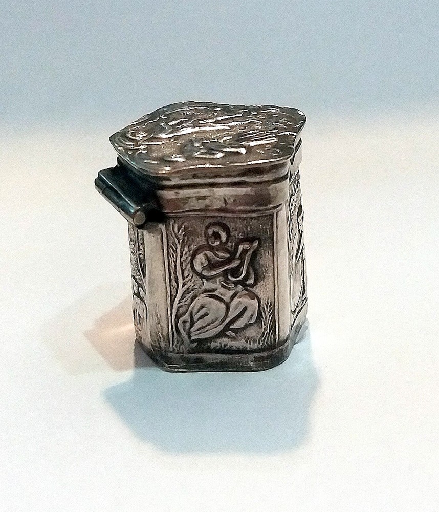 Antique Dutch Silver Box with a Cuboid Shape.