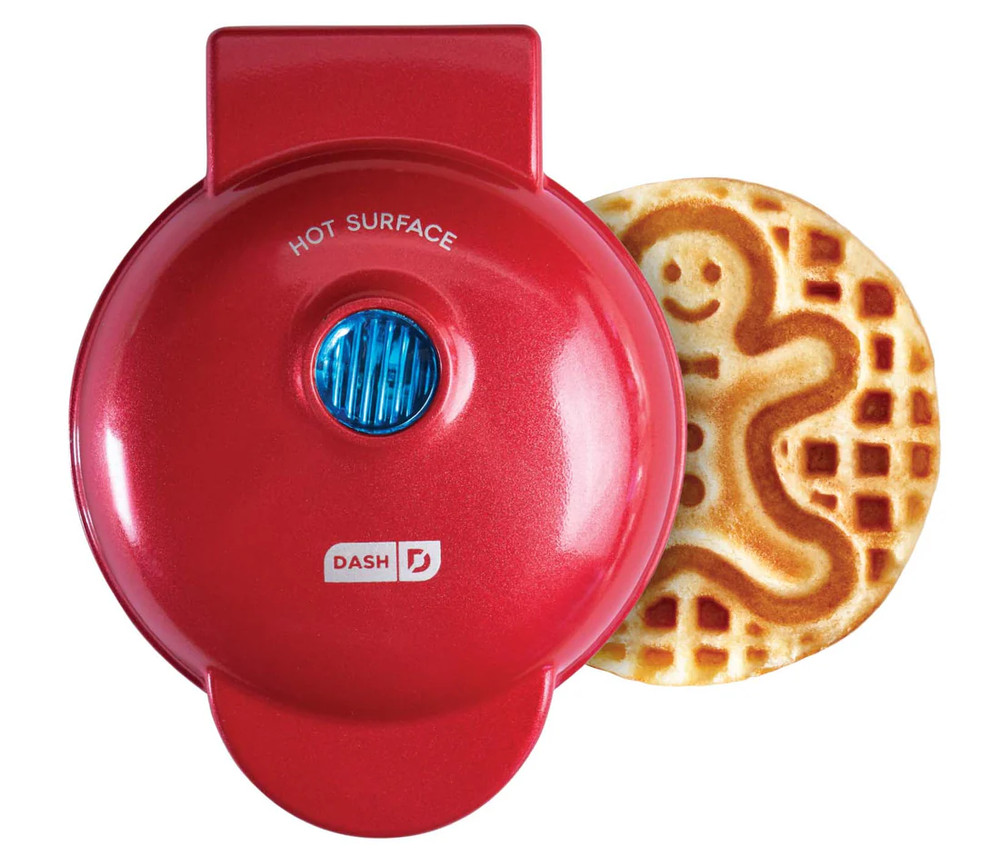DASH Mini Waffle Gingerbread Maker Paninis 4" Christmas Holiday Kitchen Tool