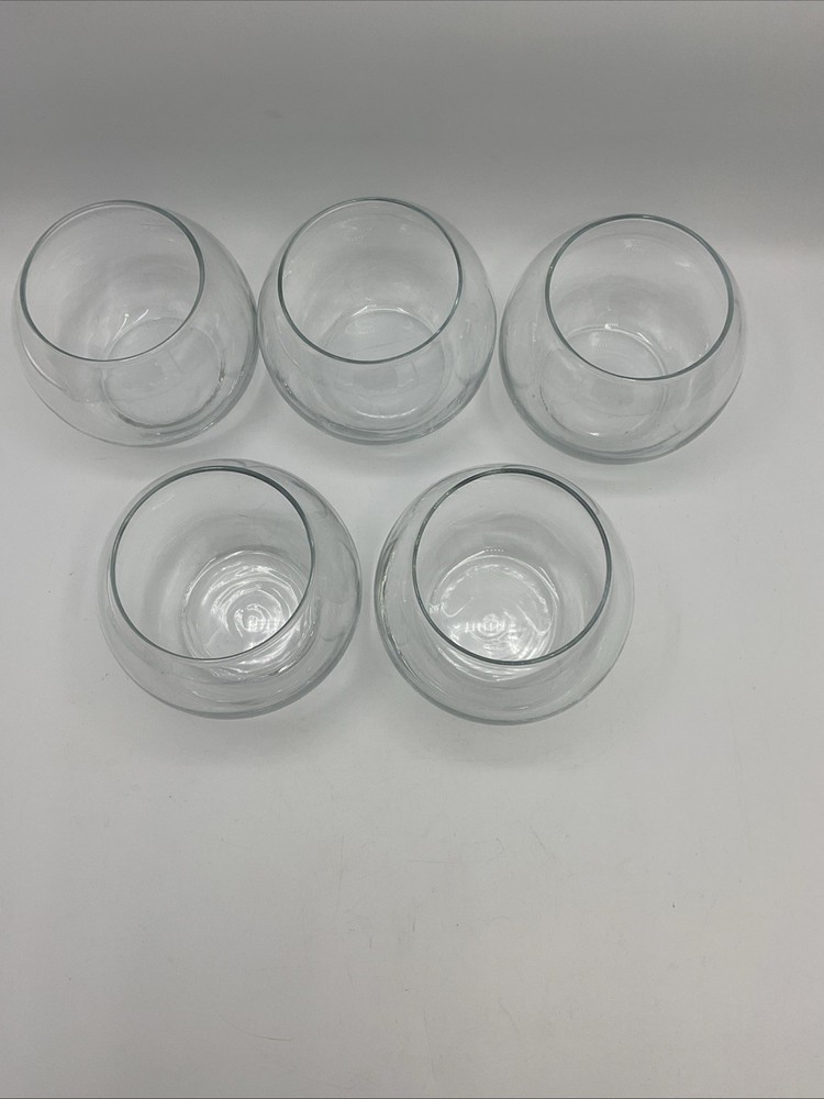 5pc Small Clear Glass Bubble Bowl Vases