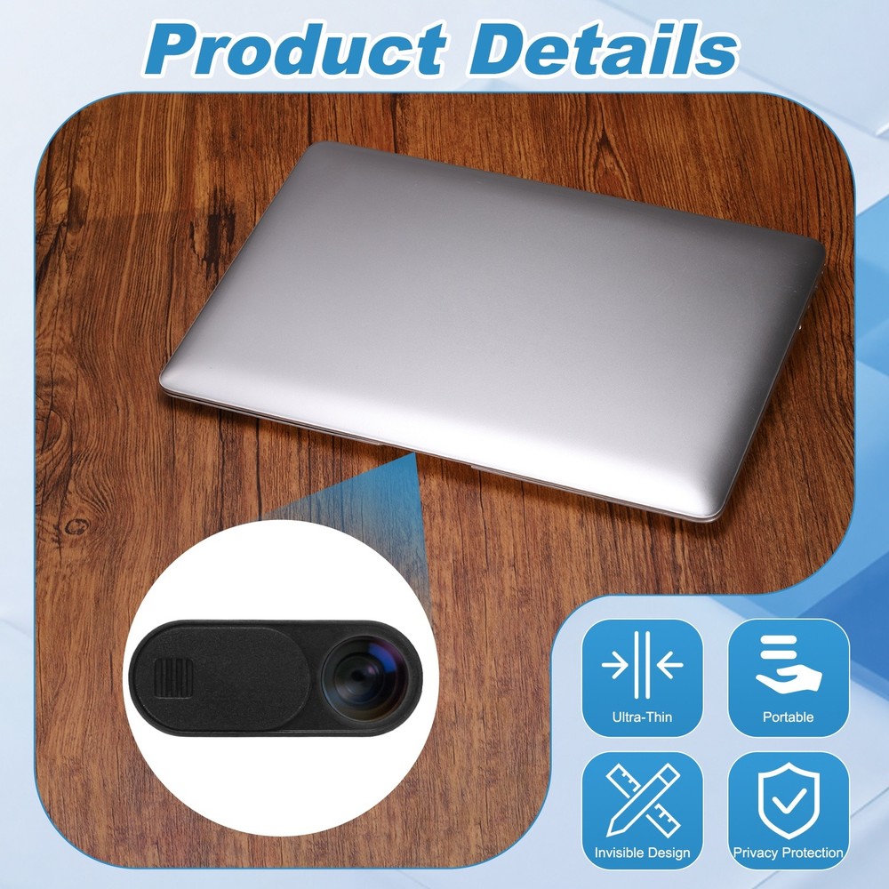 12Pcs 1.1" x 0.43" Computer Camera Cover Slide Thin Camera Blocker, Black