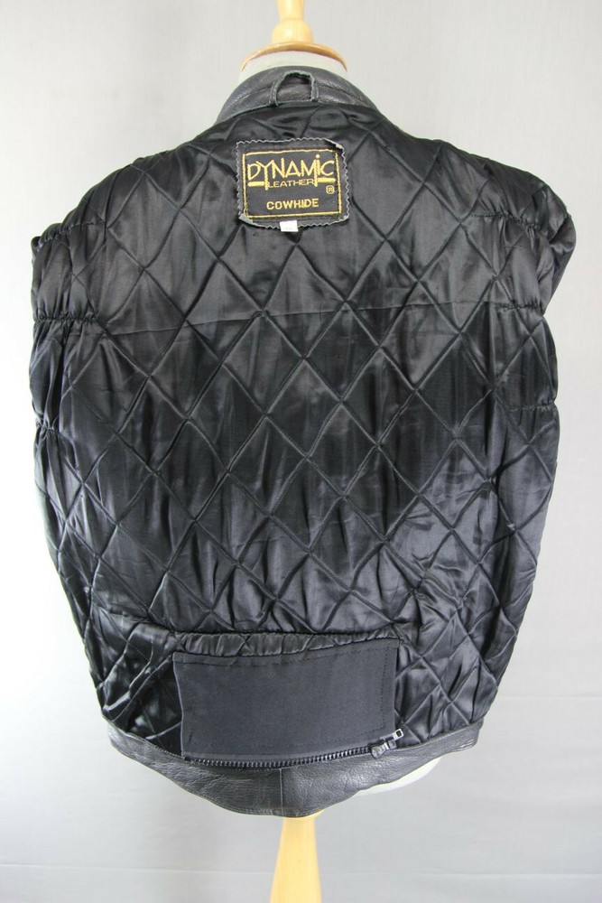 CLASSIC BLACK DYNAMIC LEATHERS COWHIDE BIKER JACKET SIZE 16