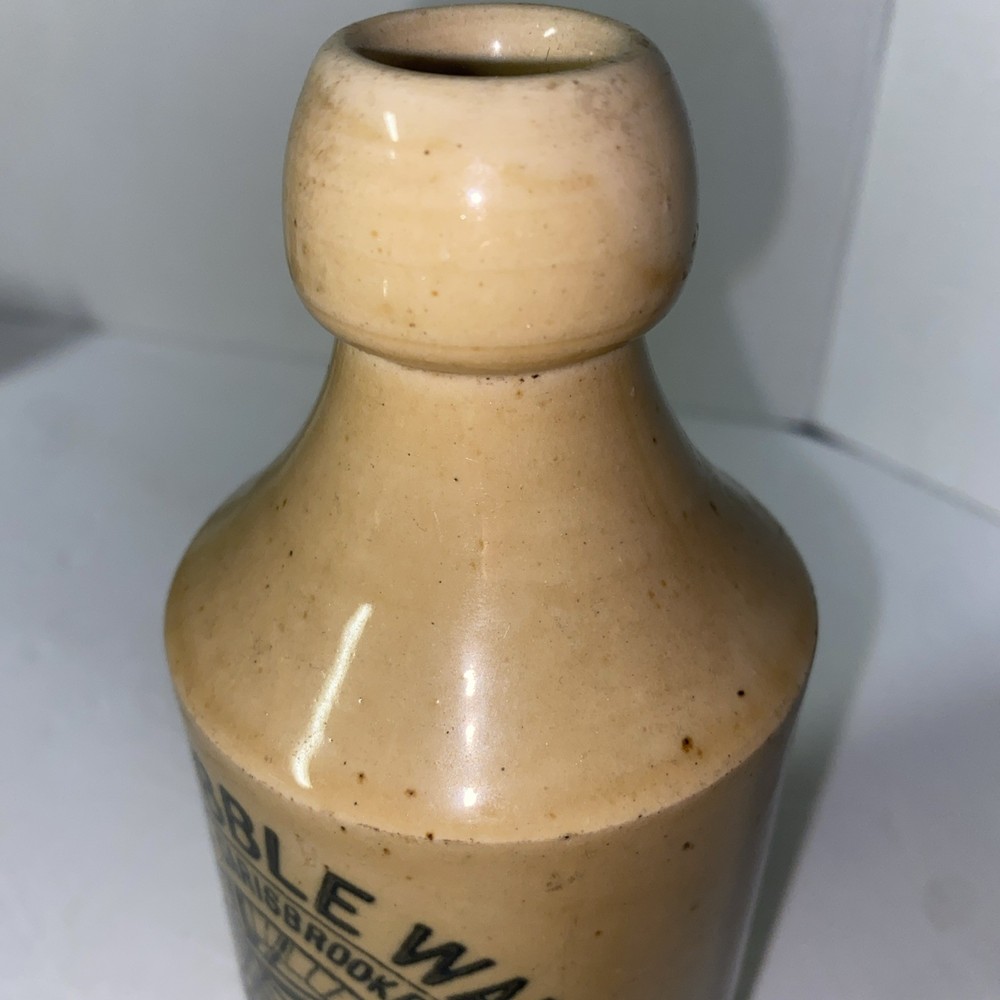Vintage wight pebble waters stoneware bottle