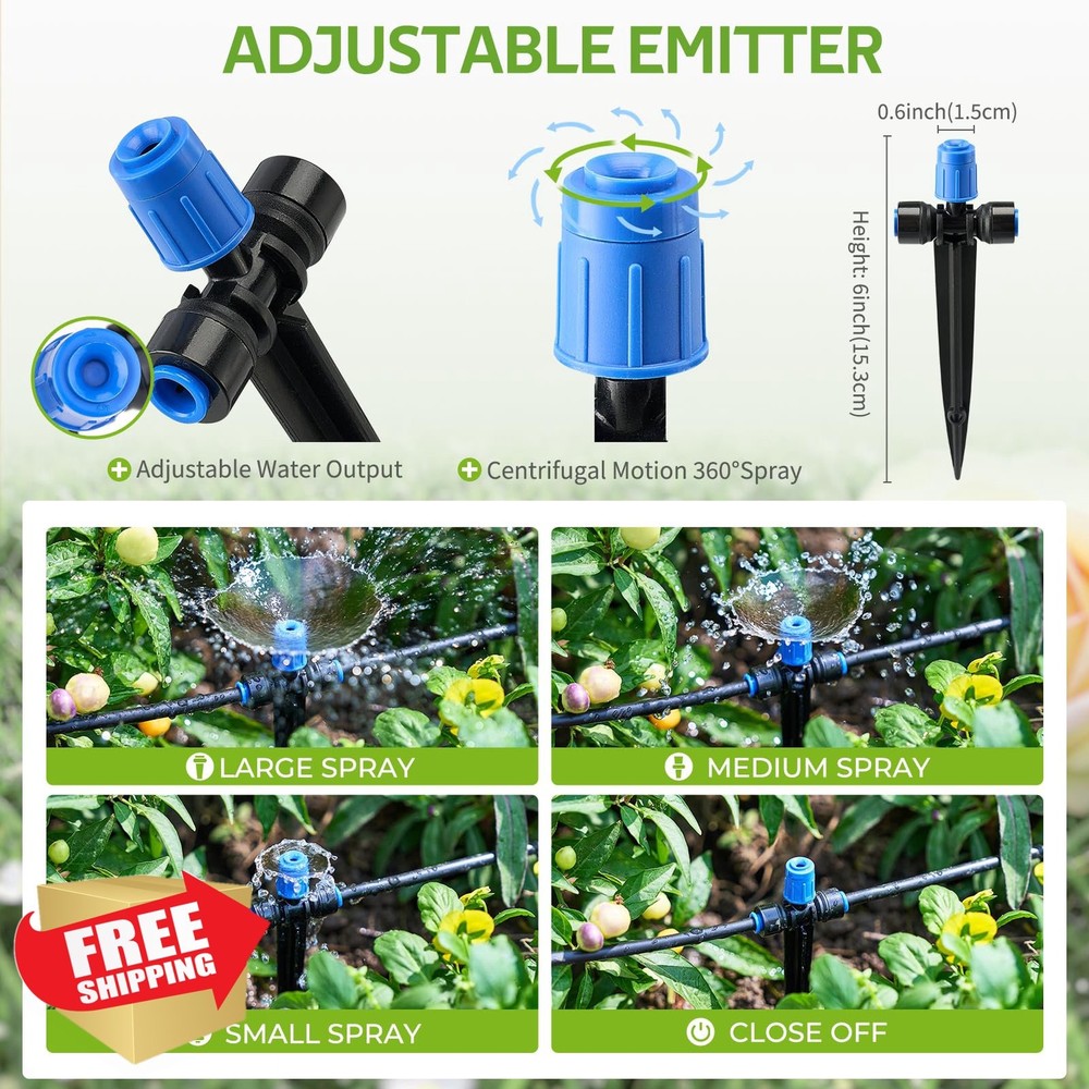 HIRALIY 50FT Drip Irrigation Kit Adjustable Vortex Drippers