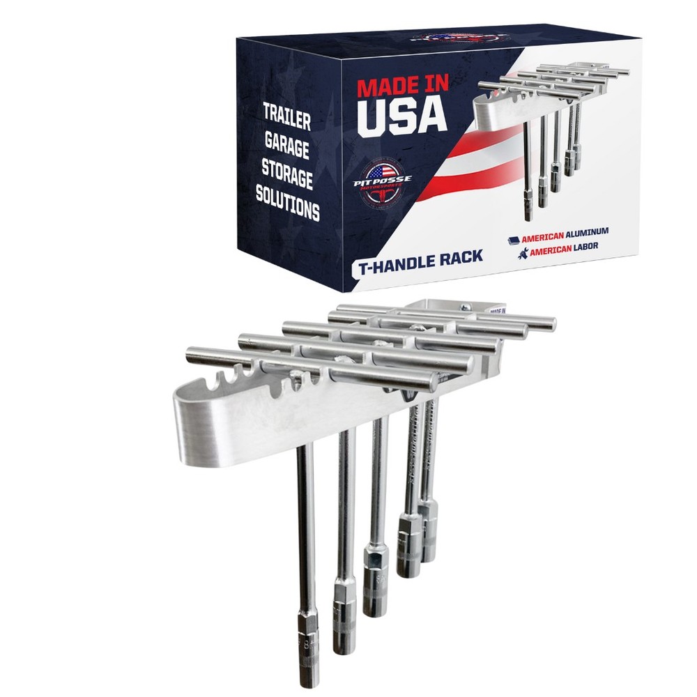 Pit Posse T Handle Tool Rack Holder Aluminum-Made in USA