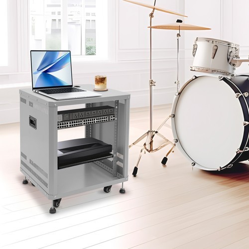 Network & Stereo Rack with Caster Wheels, Rolling Server Rack Open Cabinet