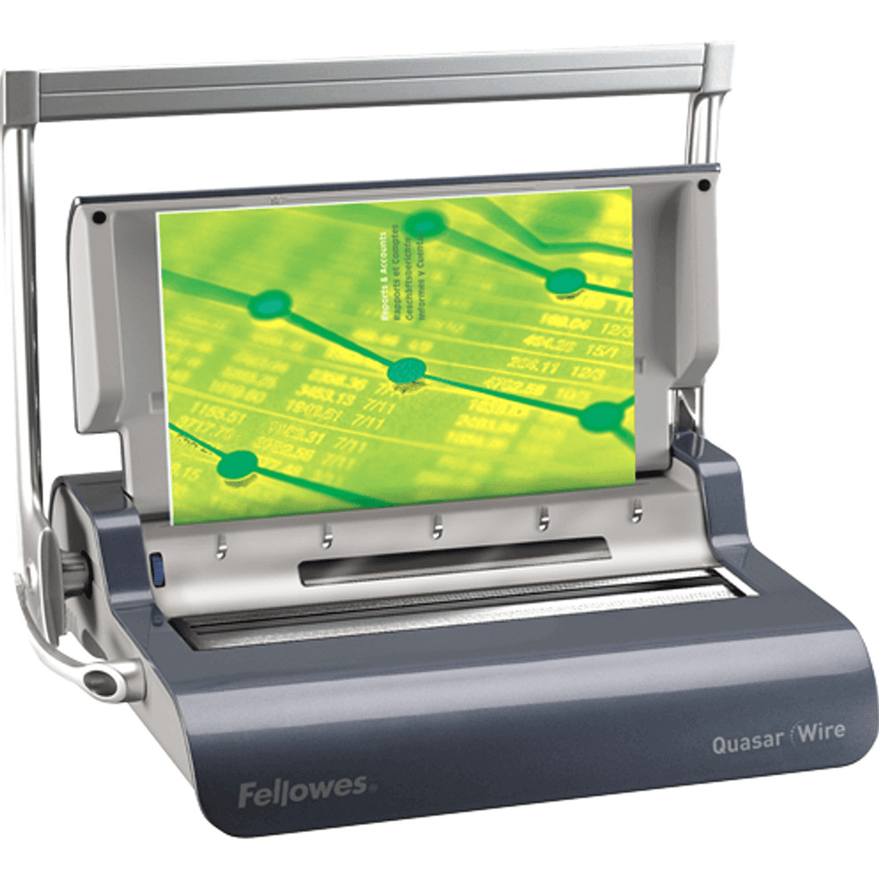 NEW Fellowes Quasar Wire Binding Machine Binder Manual 34 Loop Metallic Grey