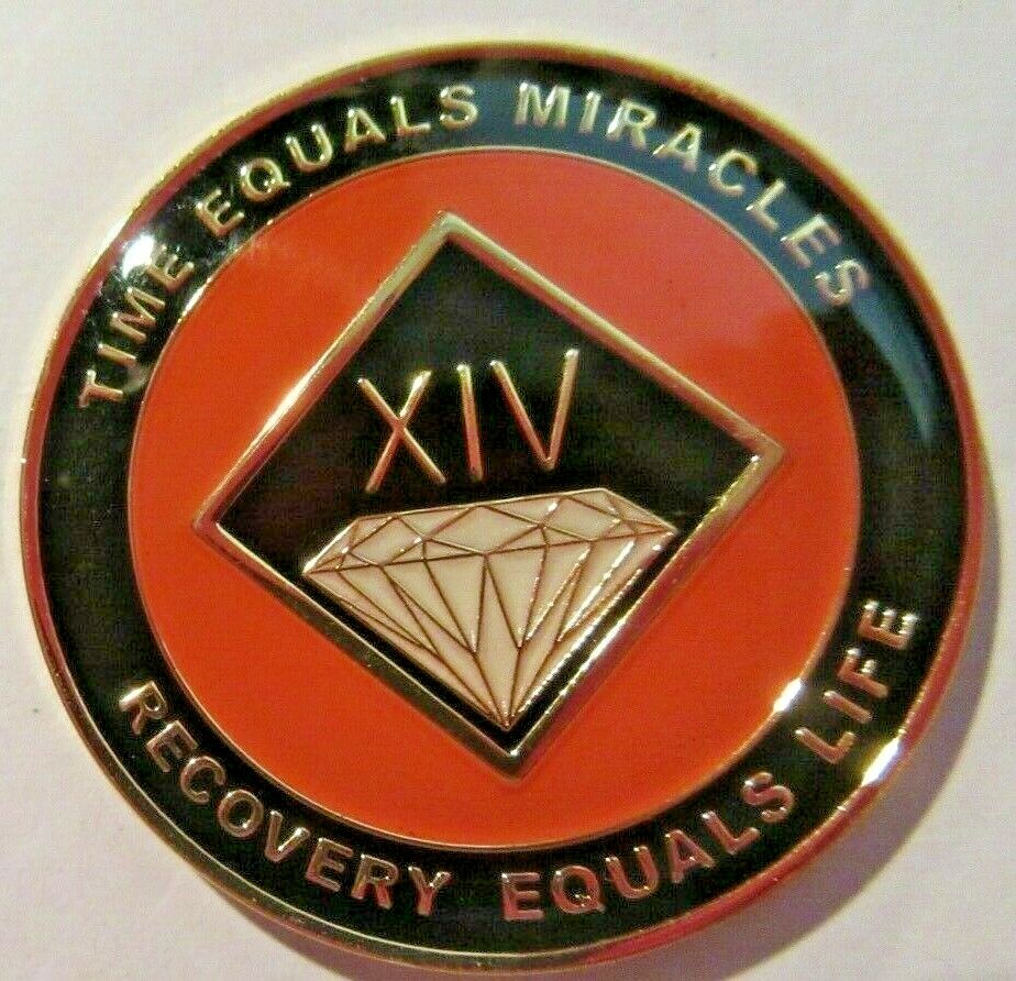 Narcotics Anonymous 14 Year Orange Medallion NA Clean Coin Chip Token