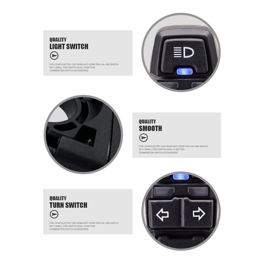 Headlight Turn Signal Horn Switch Button For Motorcycle Ebike Scooter Handlebar