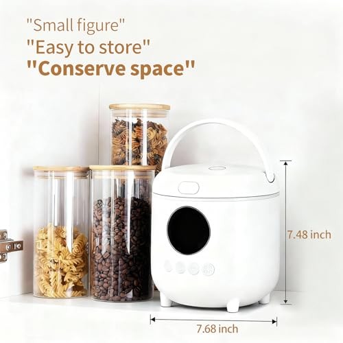 Small Rice Cooker, 2-Cups Uncooked/4-Cups Cooked with Handle, 6 white