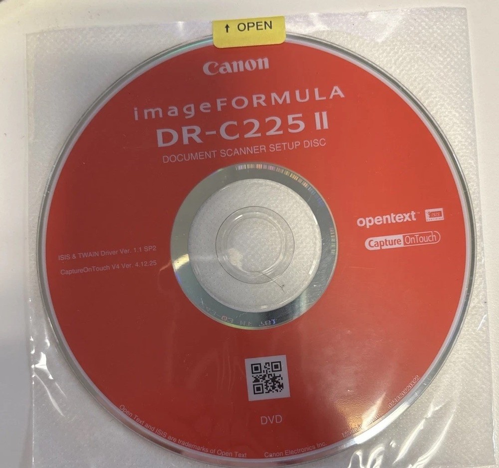 ***OEM Canon ImageFORMULA DR-C225 II Document Scanner Driver DVD