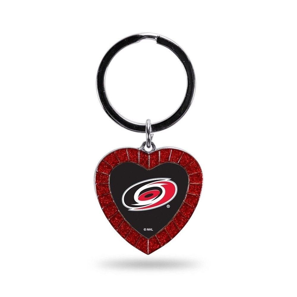 Hurricanes Colored Rhinestone Heart Keychain - Red