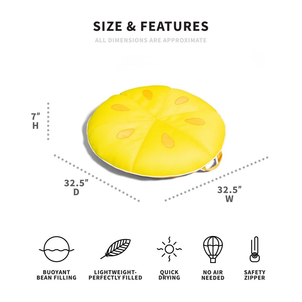 Fruit Slice Small No Inflation Needed Pool Float, Lemon Mesh,  4 feet Big