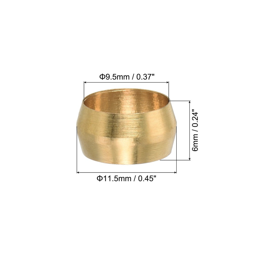 24 Pcs 3/8" ID Brass Compression Sleeve Ferrules Brass Compression Fittings
