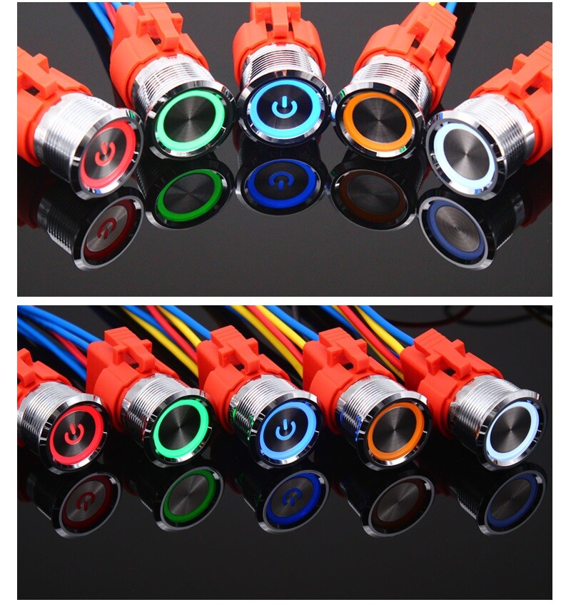 22mm 2 NO 18A High Current Waterproof IP67 High-Power Control Push Button Switch