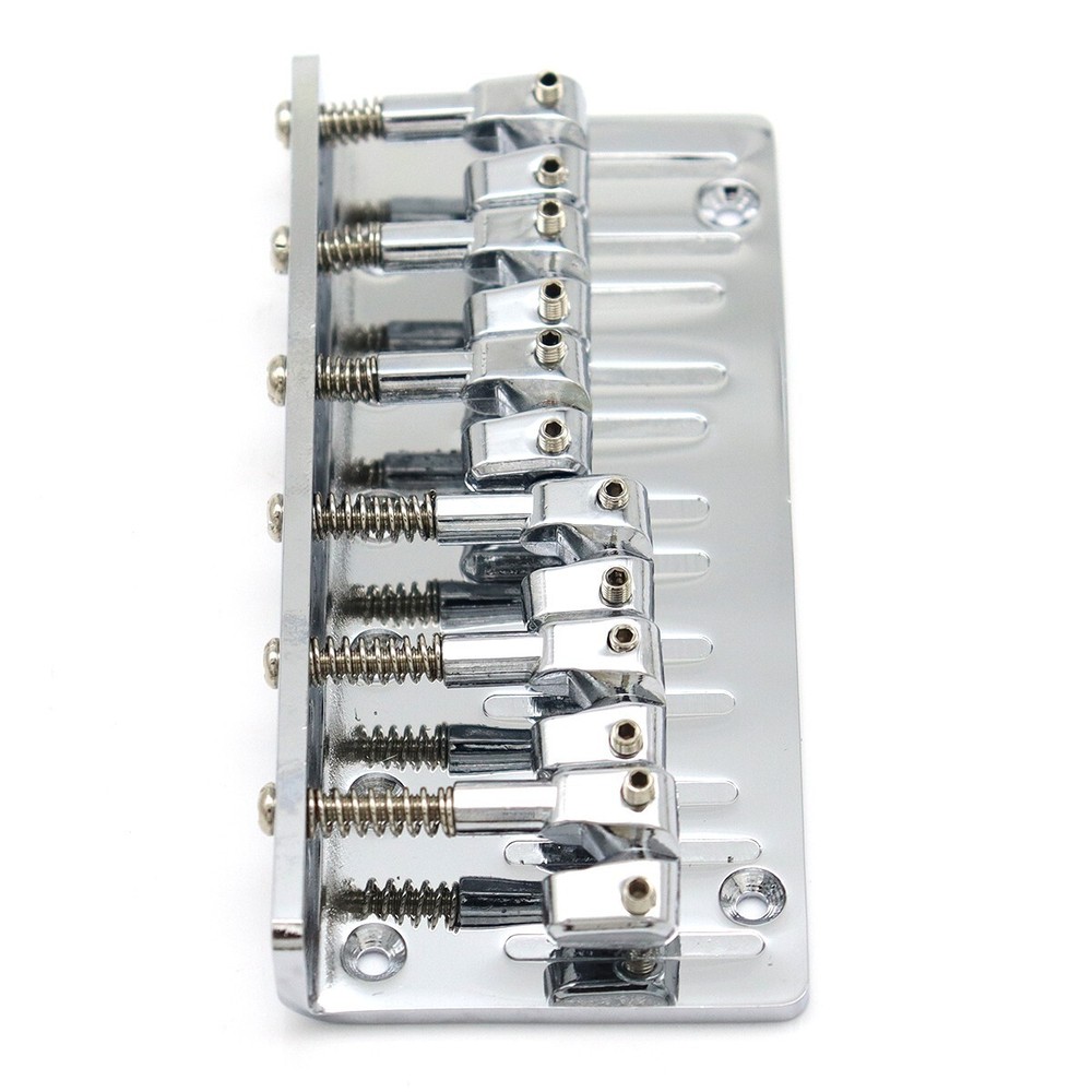 6String Metal Fixed Bass Bridge L-Shaped Saddle Bridge Top Load Tailpiece Silver