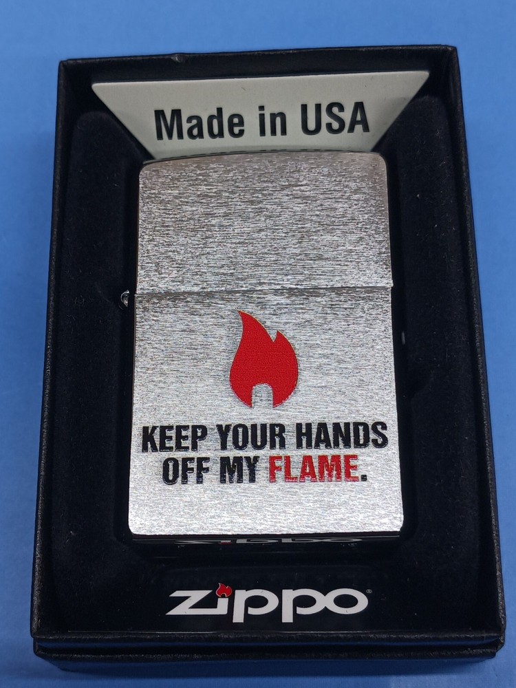Zippo Keep your Hands Off My Flame Brushed Chrome 28649
