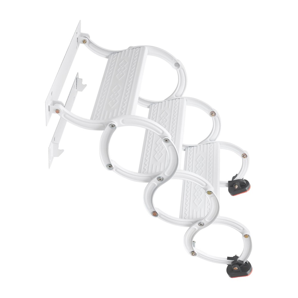 3 Steps Wall Mounted Retractable Ladder Pull Down Telescoping Step Ladder White