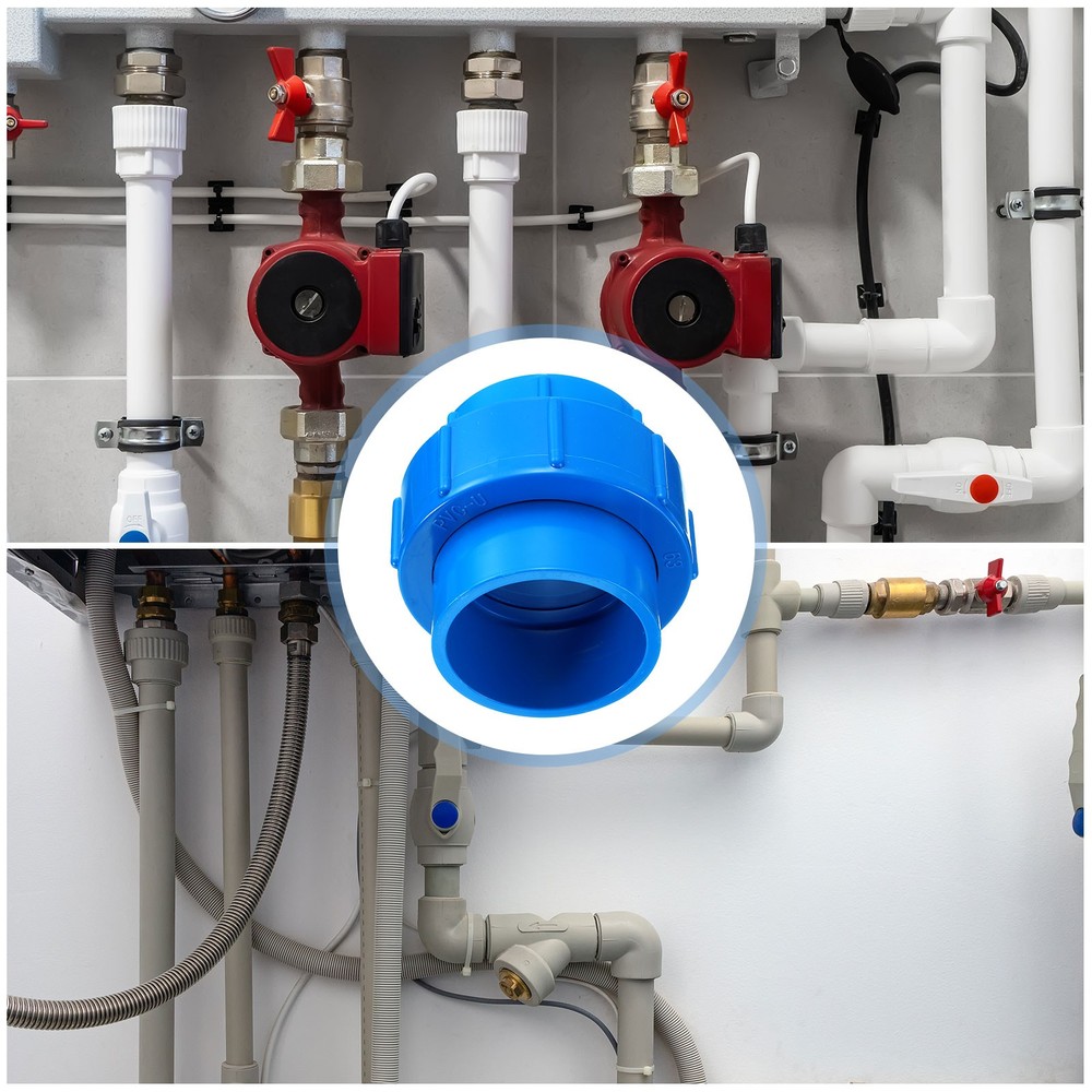 2 Pcs 2" Union PVC Coupling Pipe Fitting Adapter, Blue