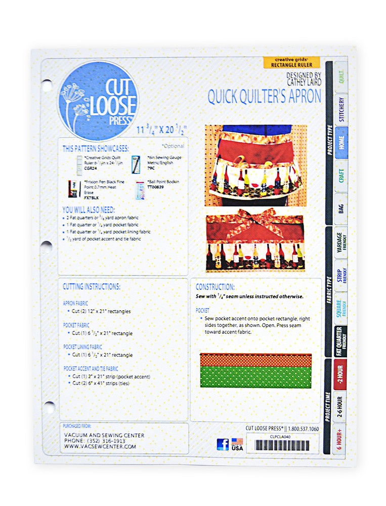 Cut Loose Press Quick Quilter's Apron