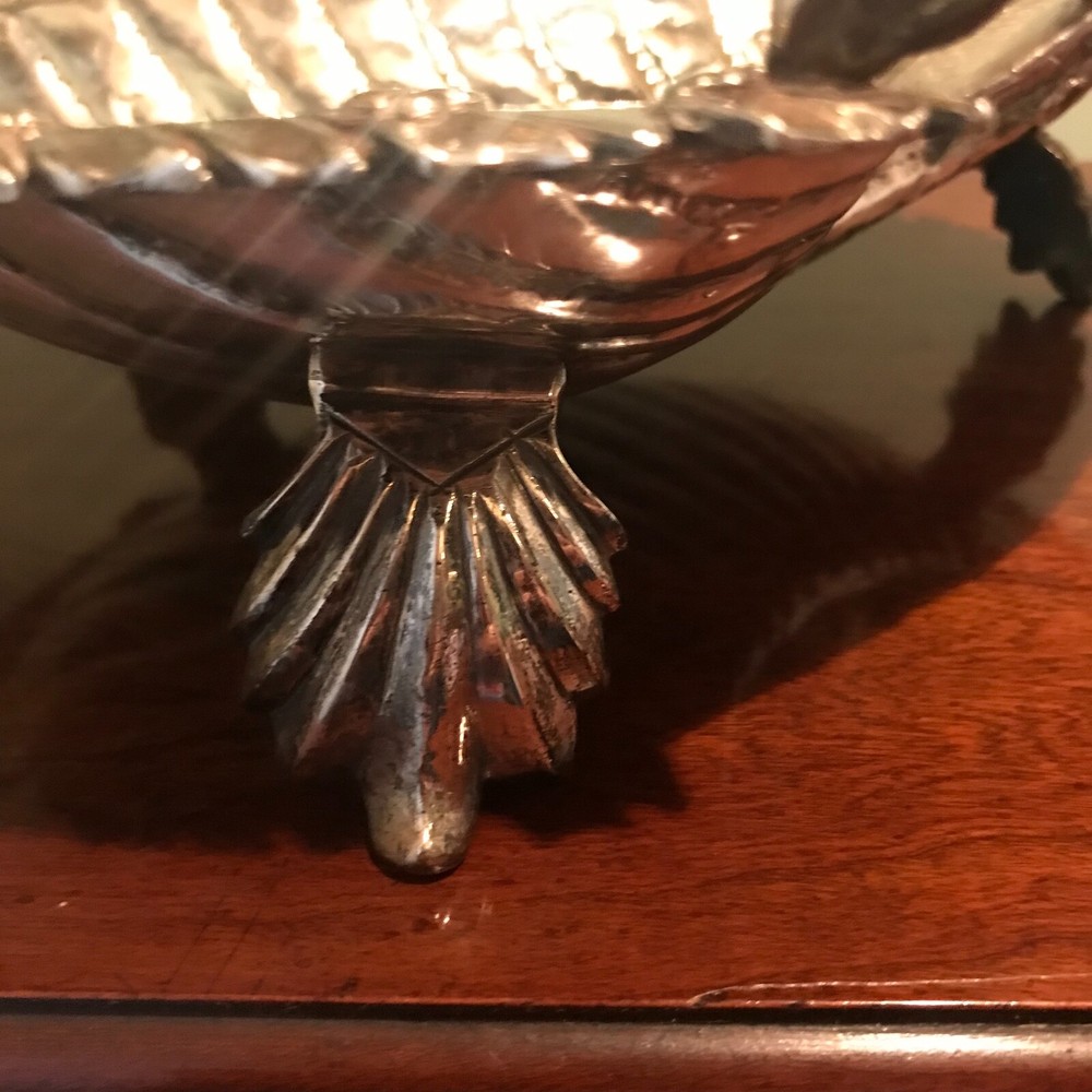 Large Antique Spanish Colonial Silver Baptismal Font Shell Dish